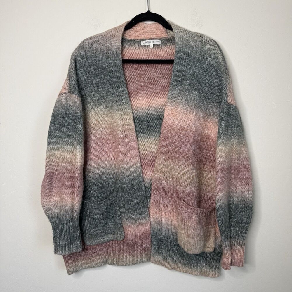 Madison + Hudson Size 1X Gradient Stripe Thick Knit Cardigan Sweater Boho Lounge